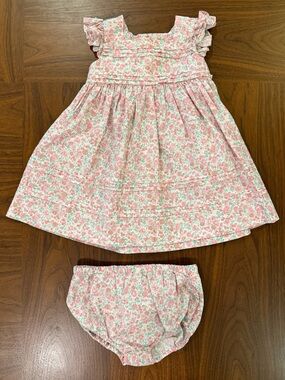 Edgehill Collection Baby Dress Pink Floral Size 6 Months With Tie In Back